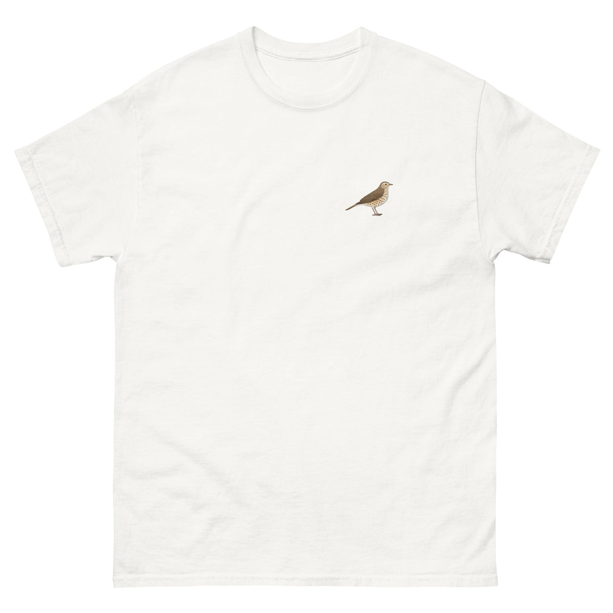 Song Thrush unisex bird T-shirt in White