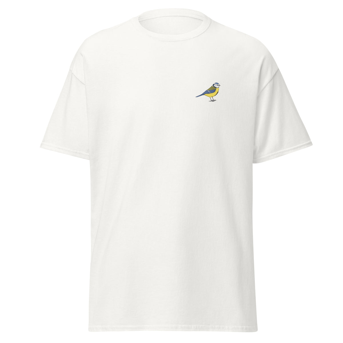 Blue Tit unisex bird T-shirt in White