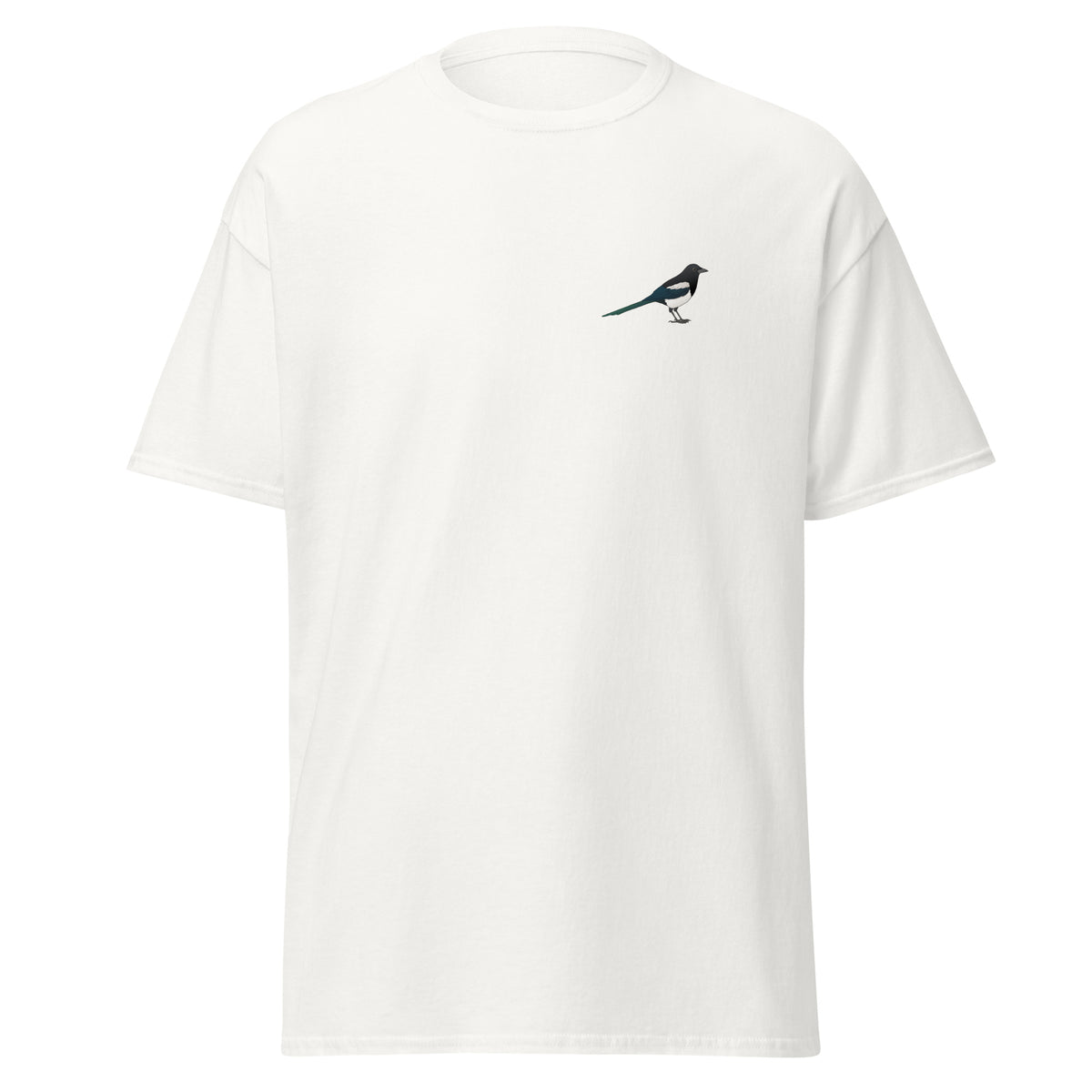 Magpie unisex bird T-shirt in White
