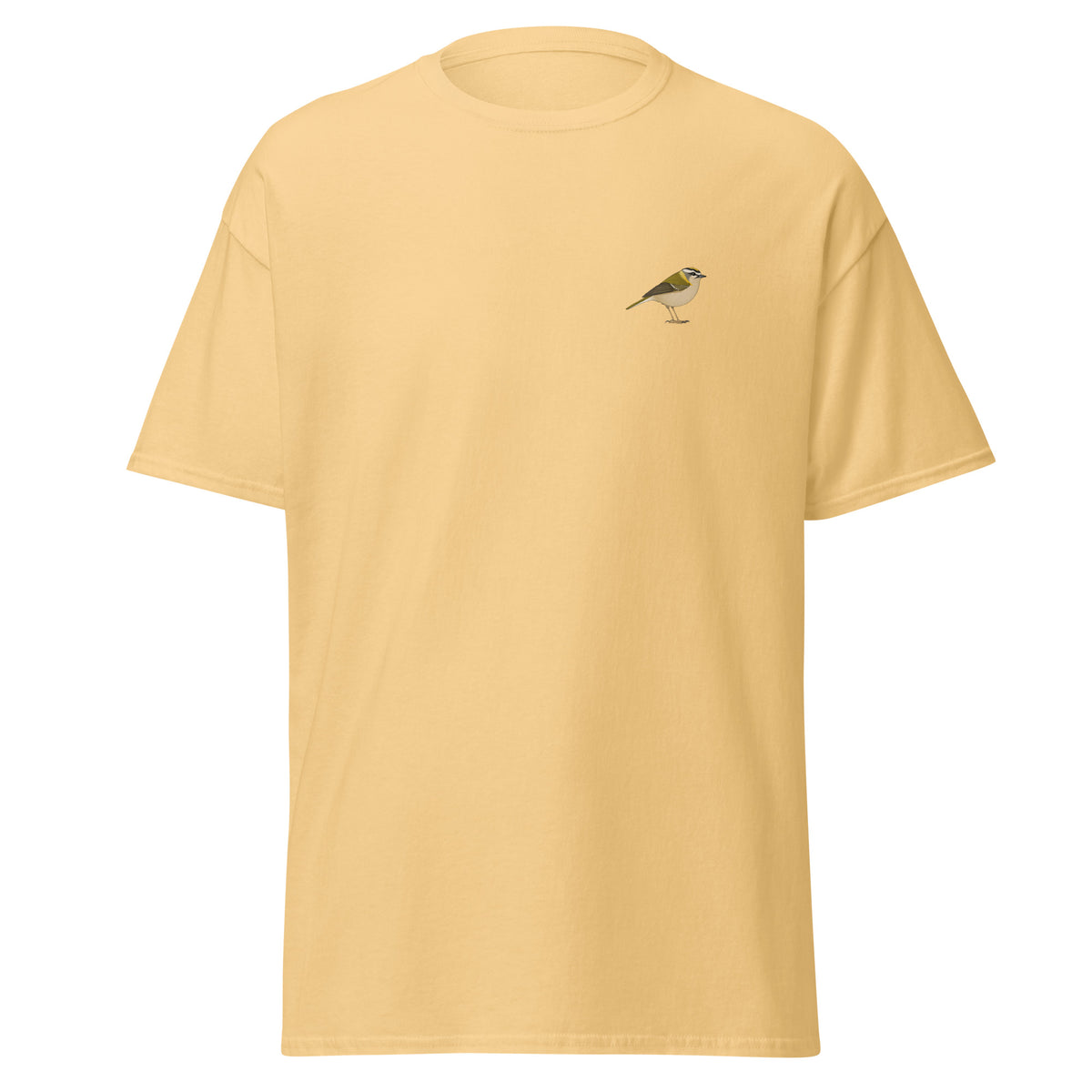 Firecrest unisex bird T-shirt in Yellow Haze